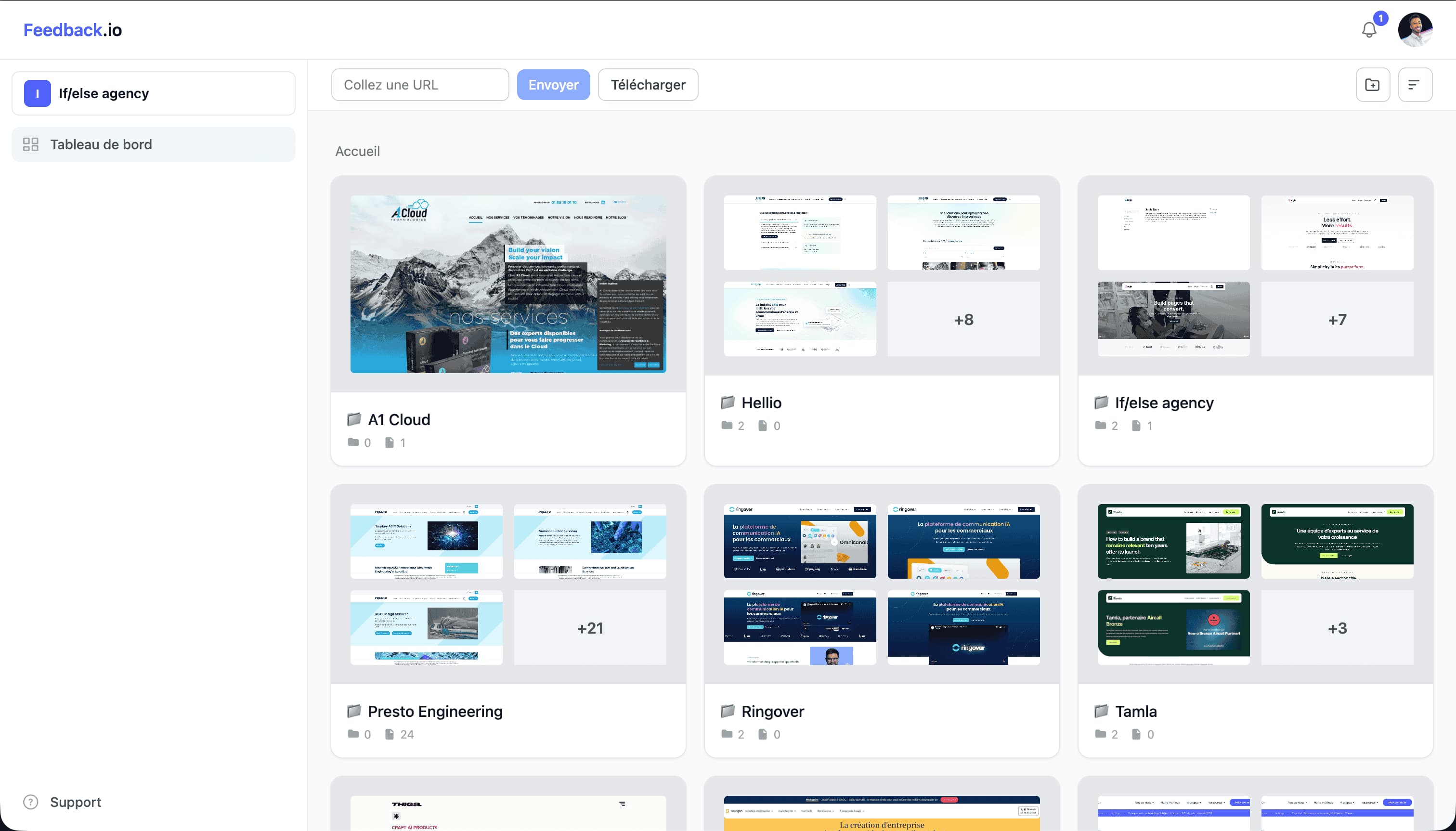 Aperçu du site Feedback.io
