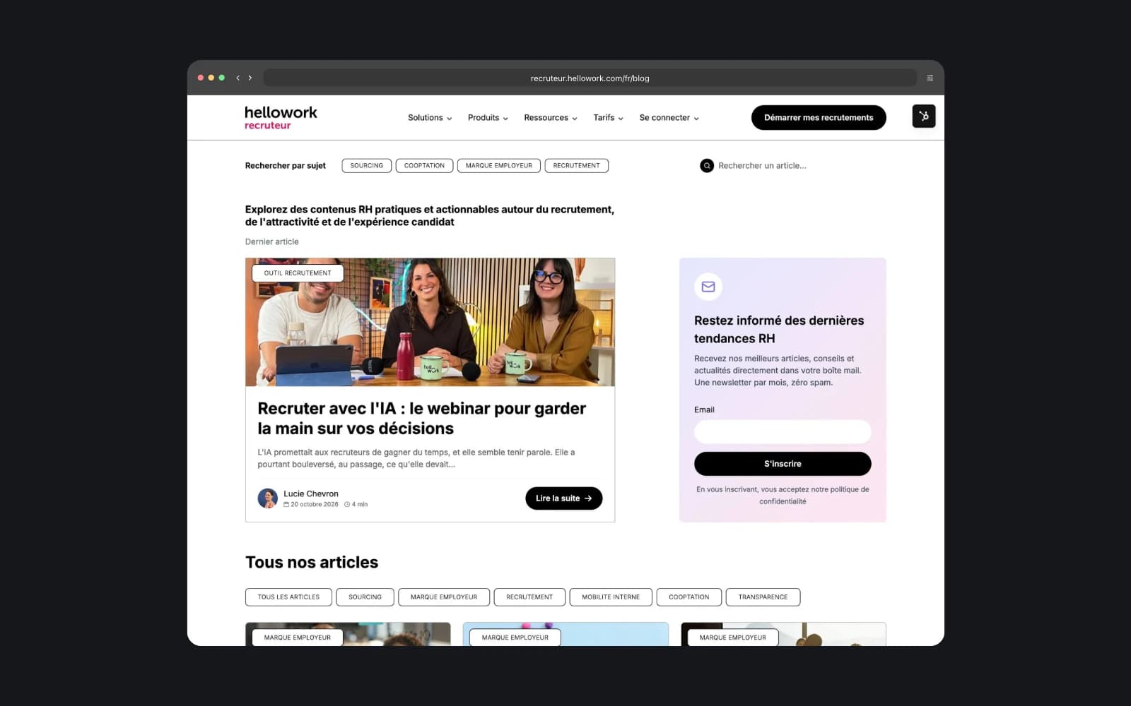 Aperçu du site Hellowork